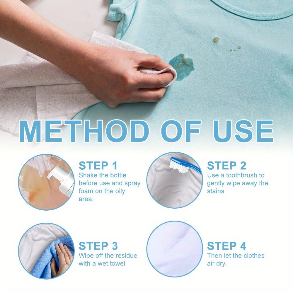 HCook No-Rinse Mat O'chiruvchi Sprey 200ML - Tovuq palto va uy uchun sitrik kislota bilan chuqur tozalovchi dog' o'chiruvchi - Tez quriydigan, suv ishlatmaydigan tozalovchi ko'pik kiyimlar va mebel uchun - Bir marta silashda dog'larni olib tashlaydi