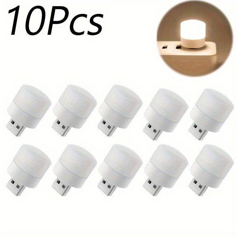 10 Mini USB Night Lights Soft Warm Glow for Bedroom and Computer Use