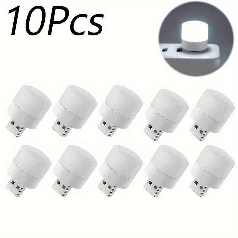 10 Mini USB Night Lights Soft Warm Glow for Bedroom and Computer Use