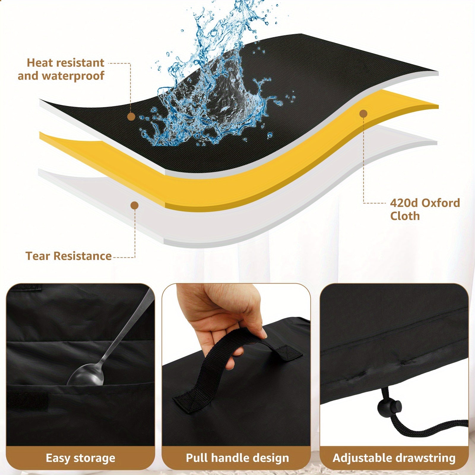 Go'sht kesgichining qopqog'i, suv o'tkazmaydigan 420D Oxford mat, chang va chizishga qarshi, oshxona uchun