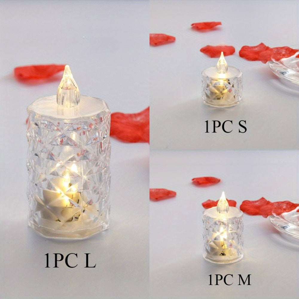 Set of 3 Battery-Operated LED Tea Light Candles with Cut Patterns for Indoor Outdoor Decor