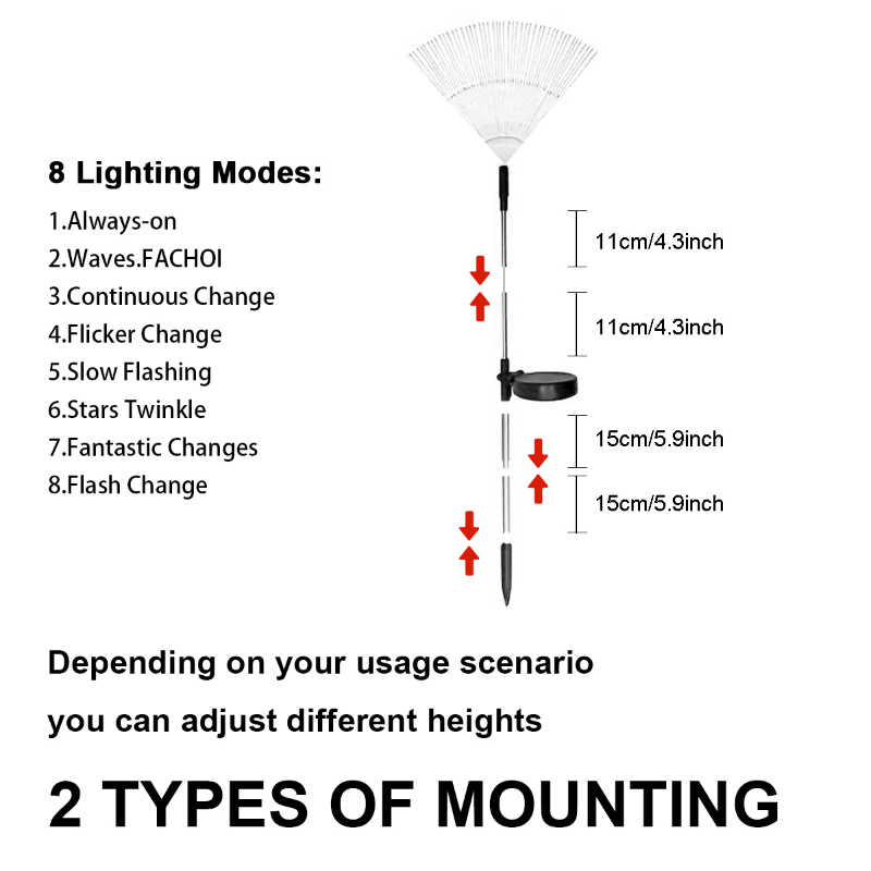 Solar Firework Lights Outdoor Garden Decor 8 Modes 360/200/60 LED