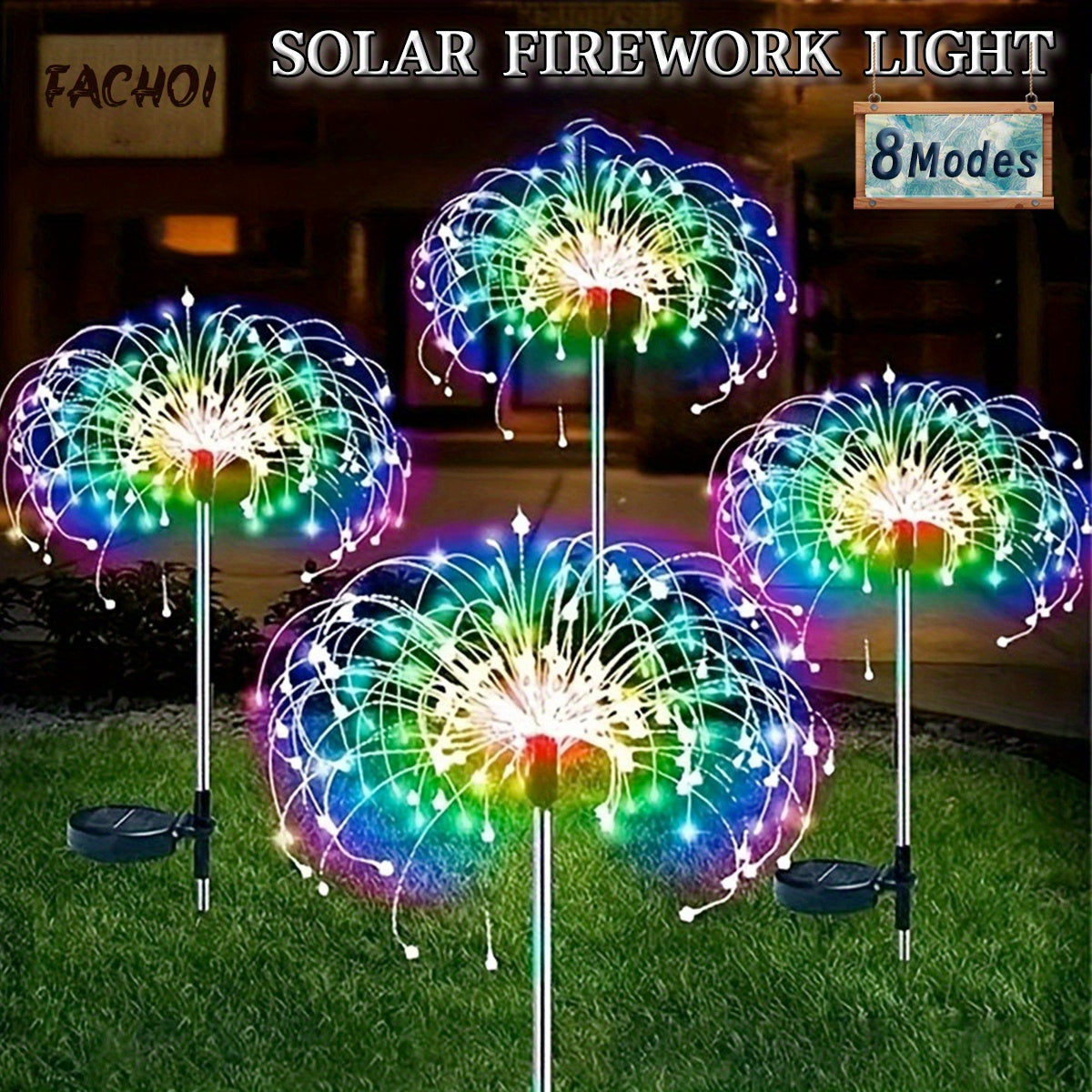 Luces solares de fuegos artificiales para exteriores, 420 LEDs, 8 modos, jardín, patio, camino, impermeable