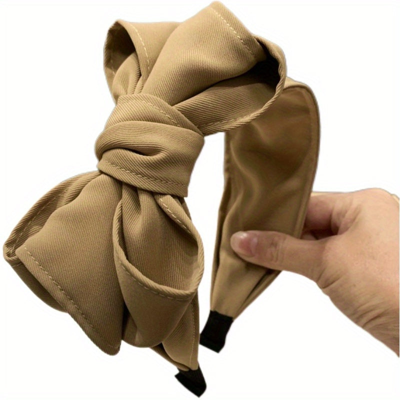 Women's Polyester Bow Headband with Pleated Design and Stylish Bow Accent