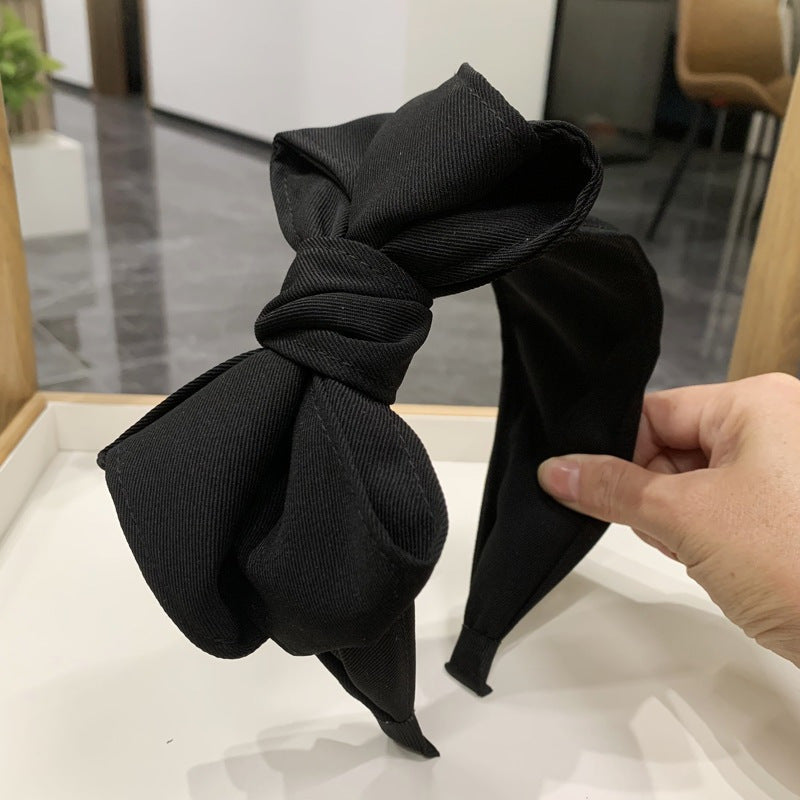 Women's Polyester Bow Headband with Pleated Design and Stylish Bow Accent