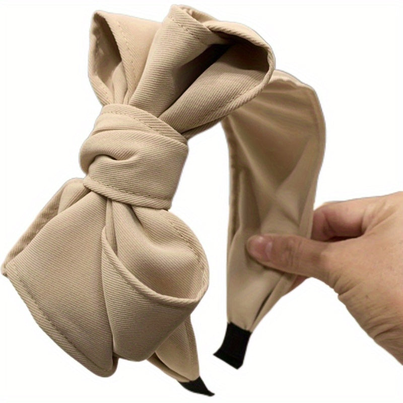 Women's Polyester Bow Headband with Pleated Design and Stylish Bow Accent