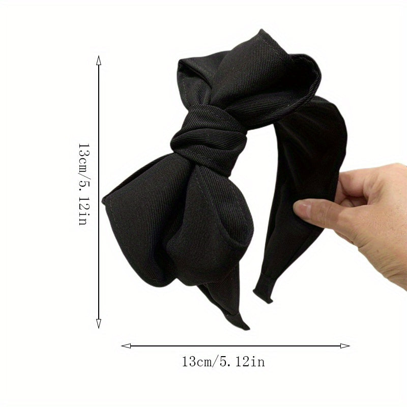 Women's Polyester Bow Headband with Pleated Design and Stylish Bow Accent