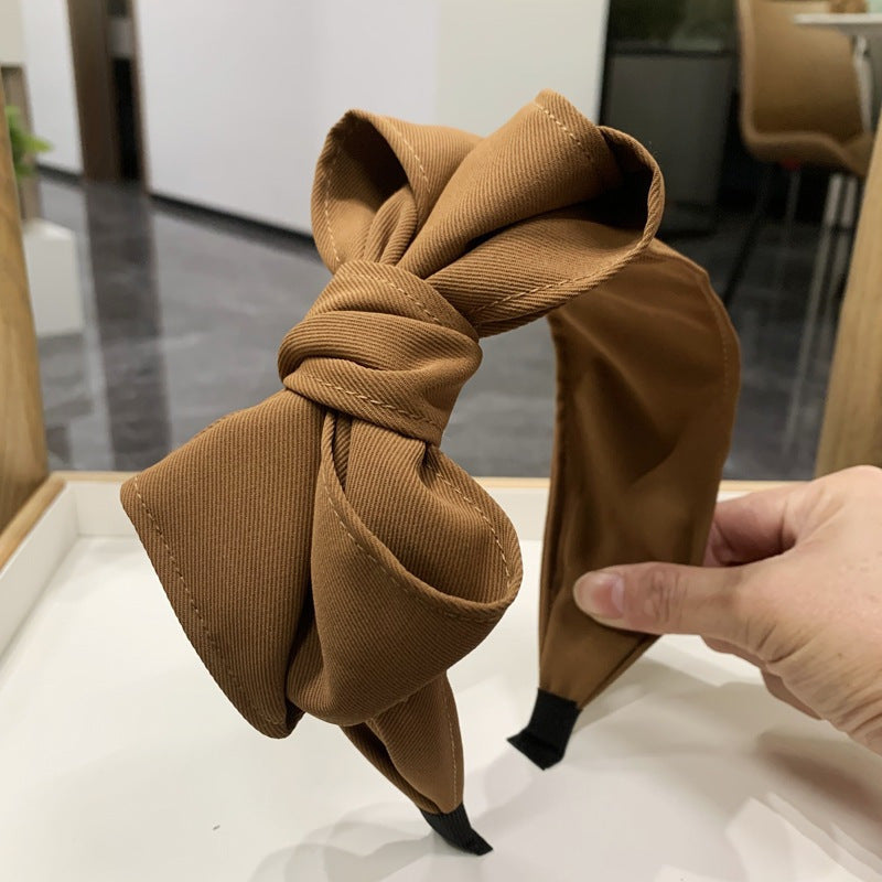 Women's Polyester Bow Headband with Pleated Design and Stylish Bow Accent
