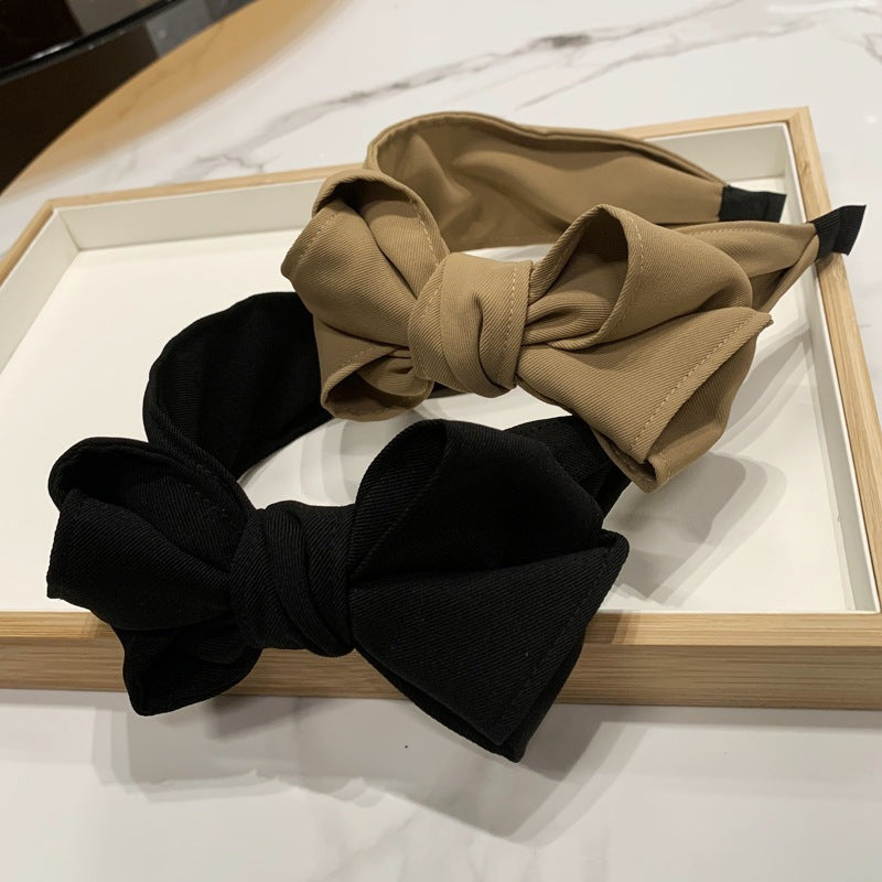 Women's Polyester Bow Headband with Pleated Design and Stylish Bow Accent