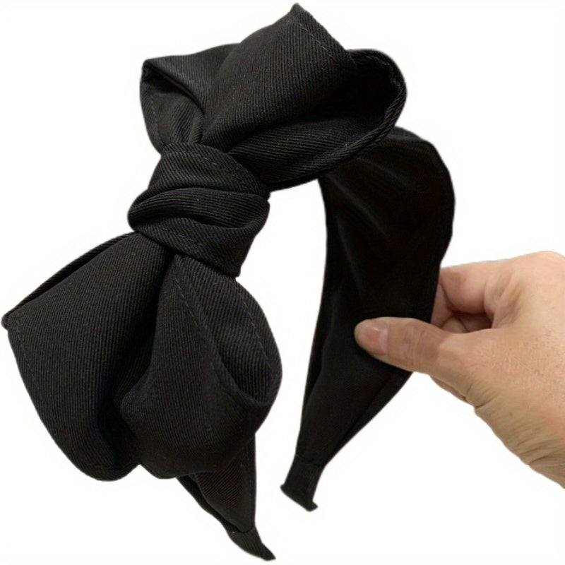 Women's Polyester Bow Headband with Pleated Design and Stylish Bow Accent