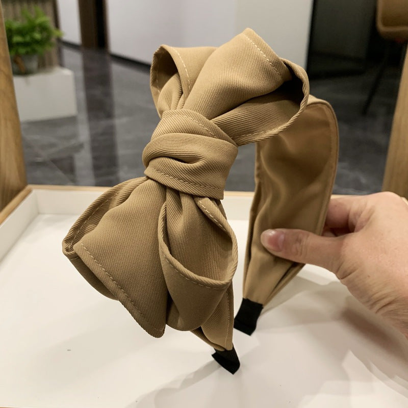 Women's Polyester Bow Headband with Pleated Design and Stylish Bow Accent
