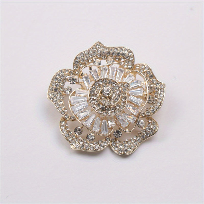 Rhinestone Flower Brooch Irregular Floral Design Statement Jewelry for Parties and Everyday