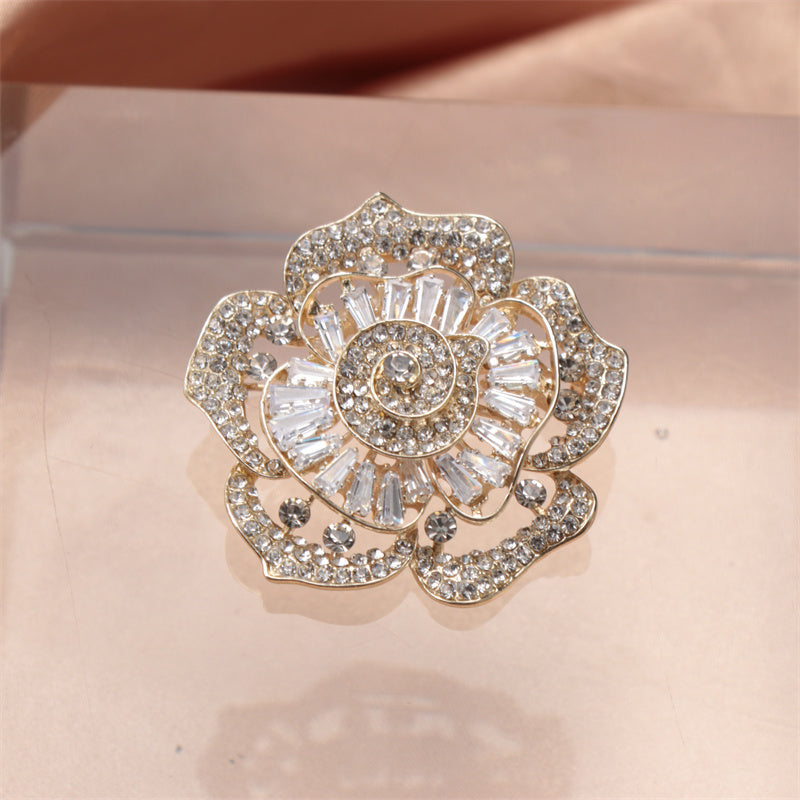 Rhinestone Flower Brooch Irregular Floral Design Statement Jewelry for Parties and Everyday