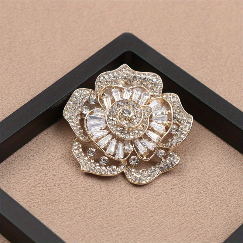 Rhinestone Flower Brooch Irregular Floral Design Statement Jewelry for Parties and Everyday