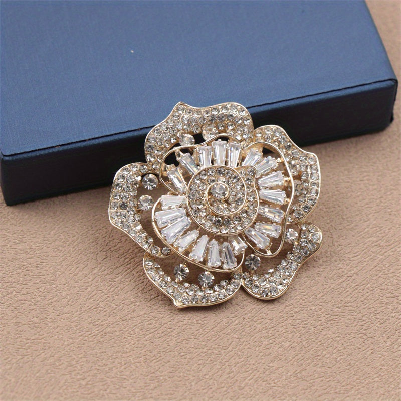 Rhinestone Flower Brooch Irregular Floral Design Statement Jewelry for Parties and Everyday