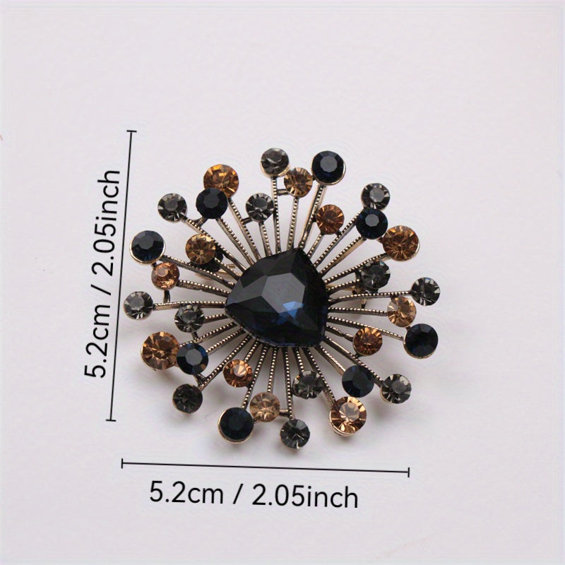 Elegant Water-Cut Rhinestone Flower Brooch for Women