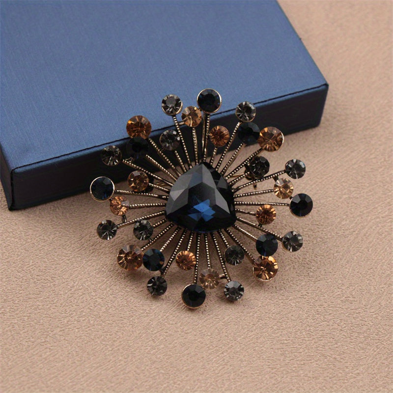 Elegant Water-Cut Rhinestone Flower Brooch for Women