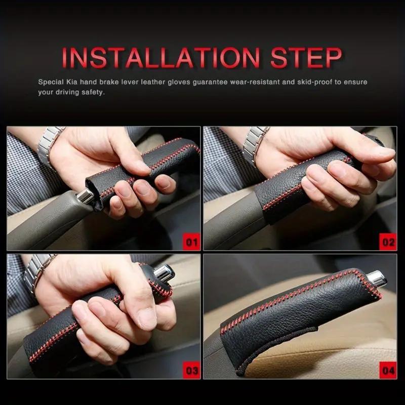 Universal PU teri avtomobil qo‘lqopini tutqichini yopishtirish, sirpanishga qarshi, qizil tikuv bilan