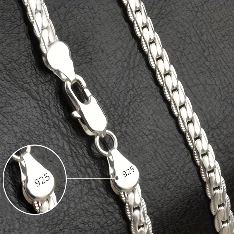 Unisex Silver Plated Copper Necklace with Stainless Steel Chain Holiday Gift for Men Women