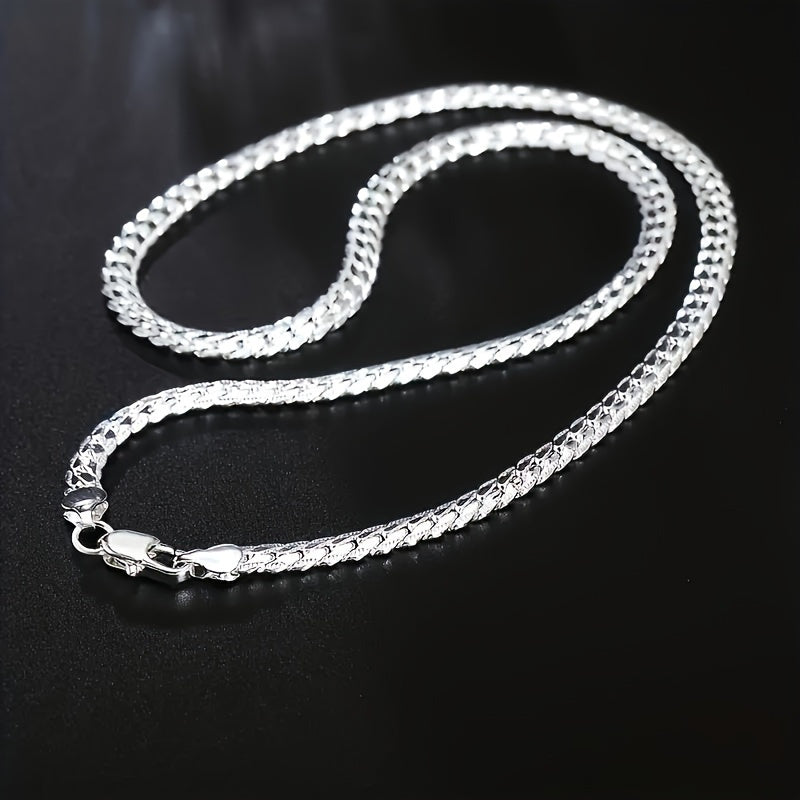 Unisex Silver Plated Copper Necklace with Stainless Steel Chain Holiday Gift for Men Women