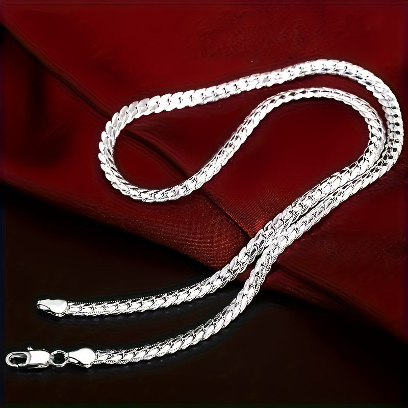 Unisex Silver Plated Copper Necklace with Stainless Steel Chain Holiday Gift for Men Women
