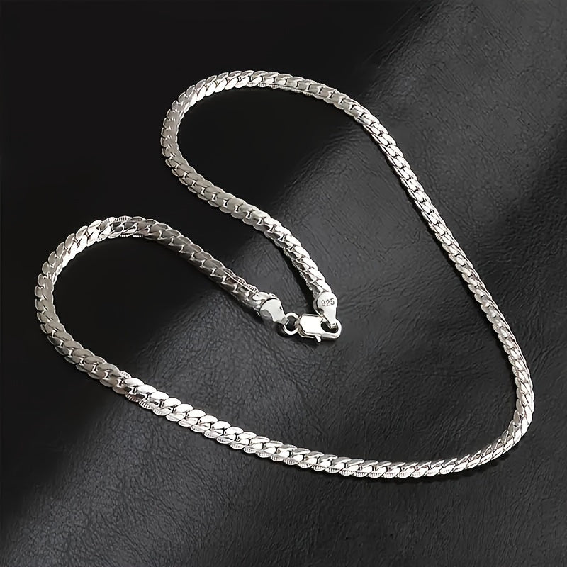 Unisex Silver Plated Copper Necklace with Stainless Steel Chain Holiday Gift for Men Women
