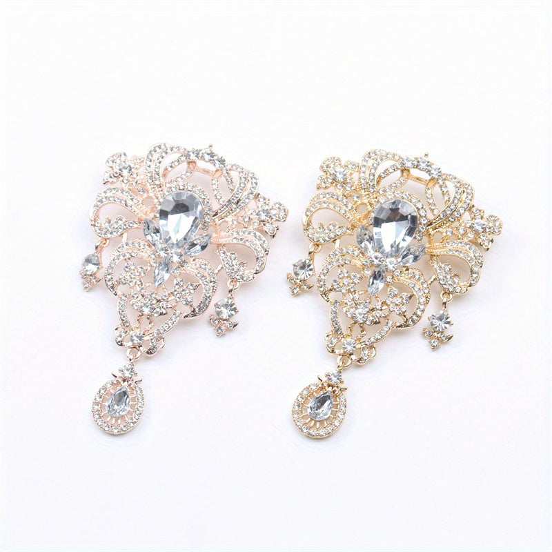 Broche de pedrería floral para mujer, corsage de boda, joyería de esmalte