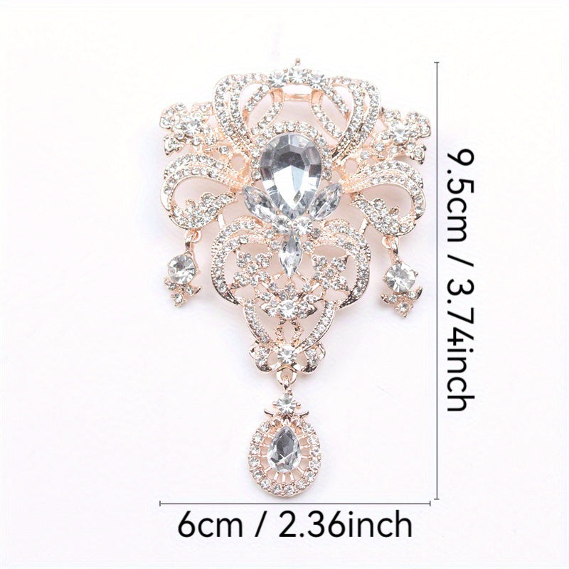 Broche de pedrería floral para mujer, corsage de boda, joyería de esmalte