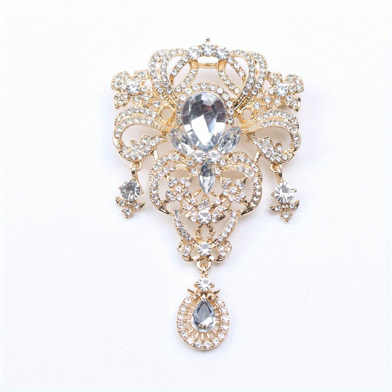 Broche de pedrería floral para mujer, corsage de boda, joyería de esmalte