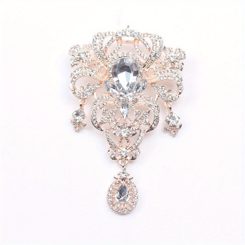 Broche de pedrería floral para mujer, corsage de boda, joyería de esmalte