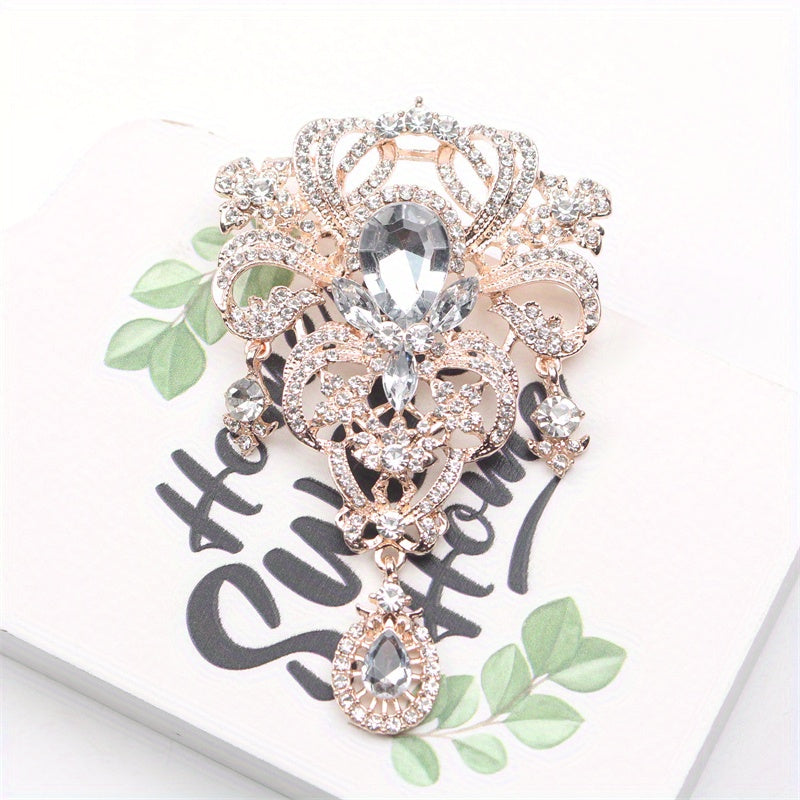Broche de pedrería floral para mujer, corsage de boda, joyería de esmalte