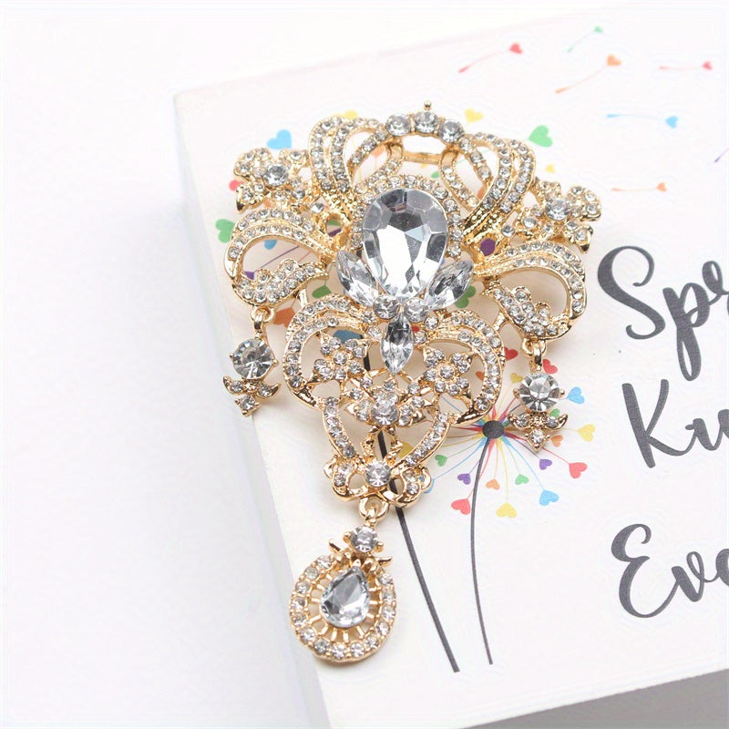 Broche de pedrería floral para mujer, corsage de boda, joyería de esmalte