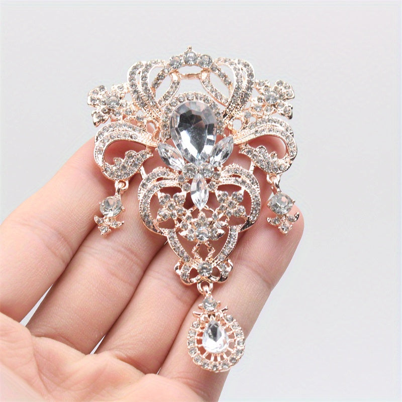 Broche de pedrería floral para mujer, corsage de boda, joyería de esmalte