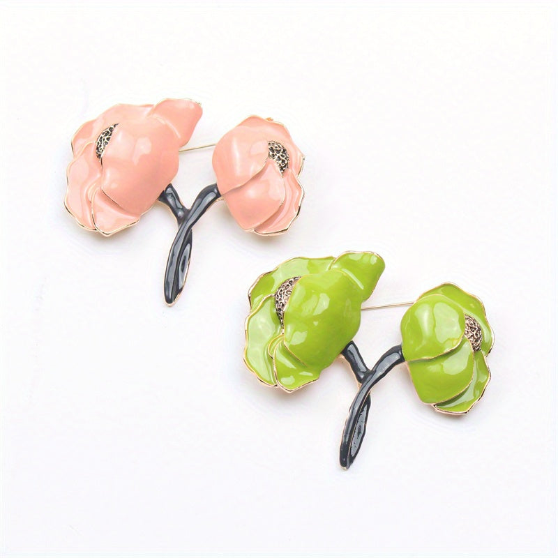 Minimalist Enamel Flower Brooch Pin Unisex Floral Jewelry Gift