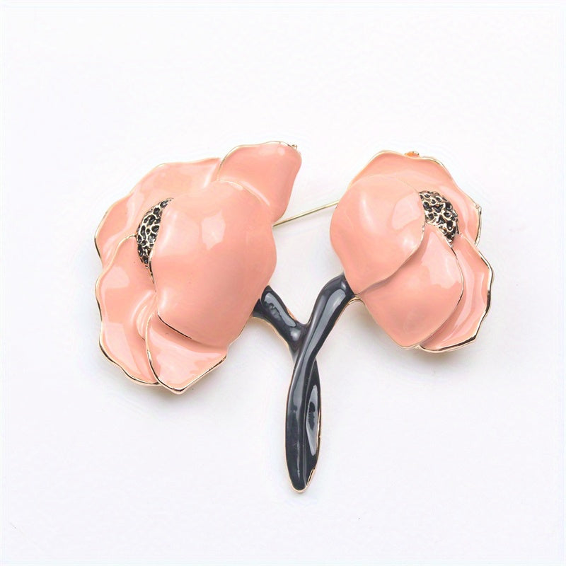 Minimalist Enamel Flower Brooch Pin Unisex Floral Jewelry Gift