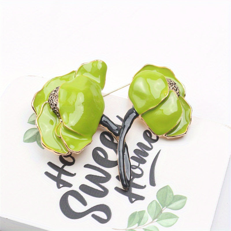 Minimalist Enamel Flower Brooch Pin Unisex Floral Jewelry Gift