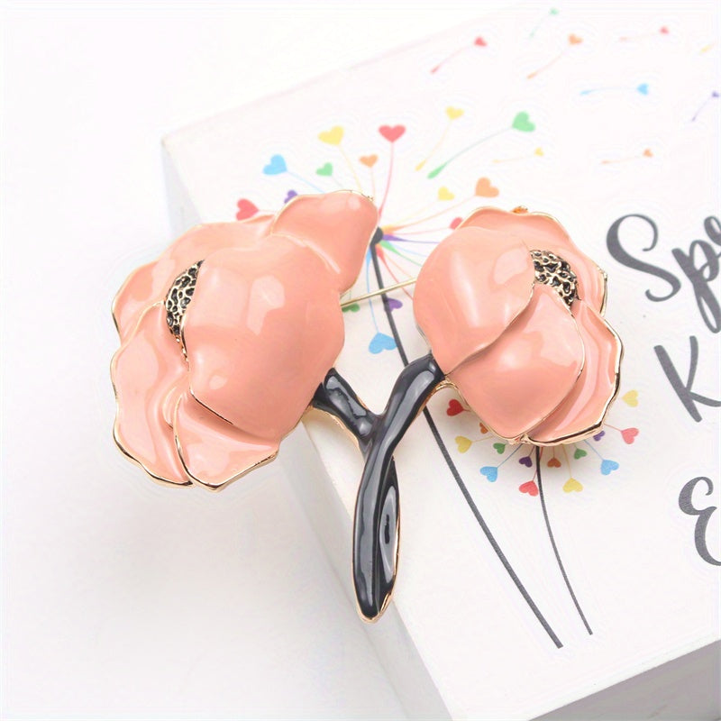 Minimalist Enamel Flower Brooch Pin Unisex Floral Jewelry Gift