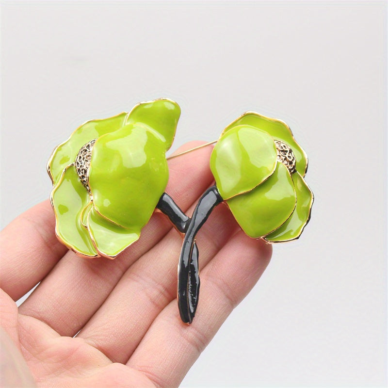 Minimalist Enamel Flower Brooch Pin Unisex Floral Jewelry Gift