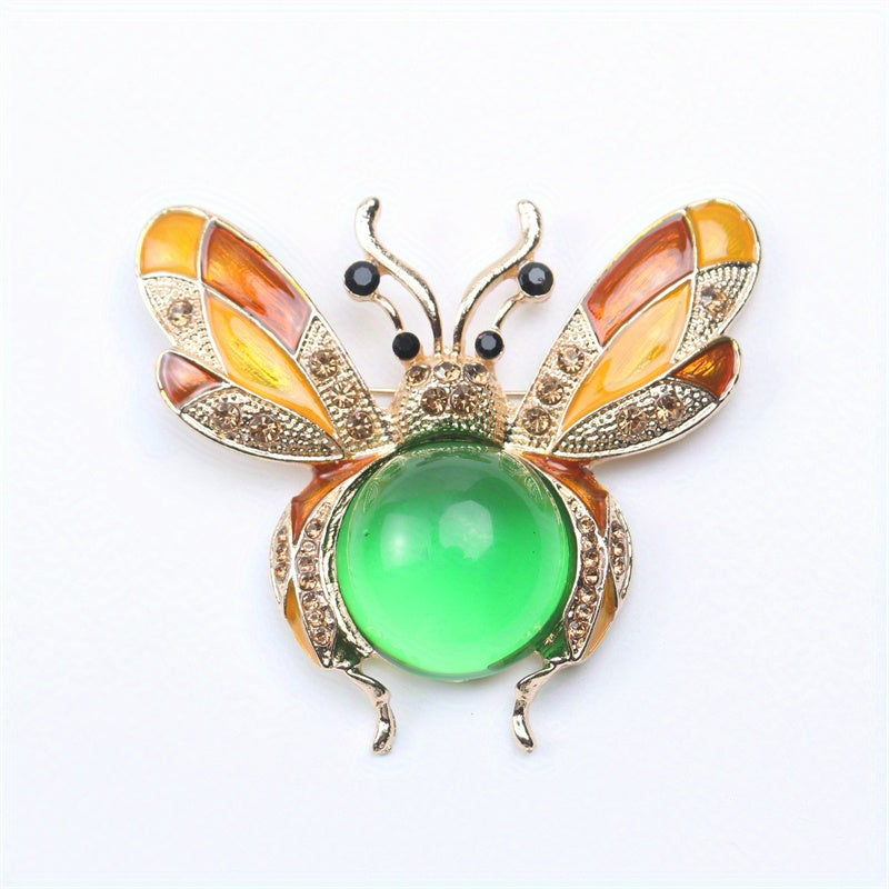 Enamel Bumblebee Brooch Pin with Rhinestones and Jelly Belly Insect Jewelry for Women