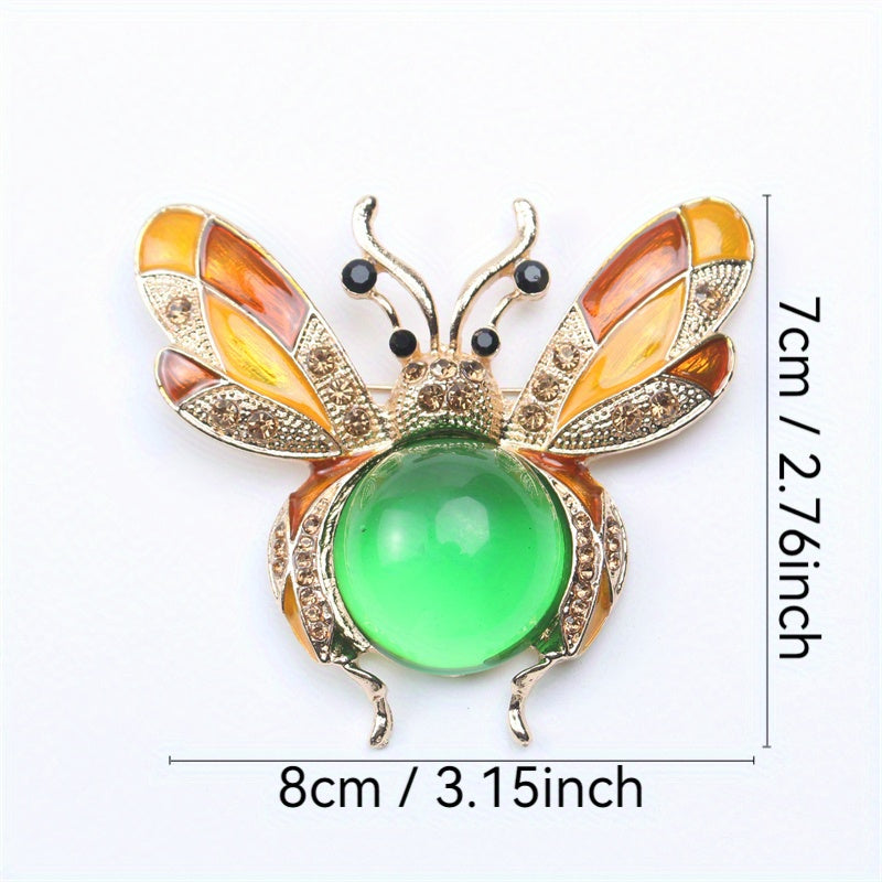 Enamel Bumblebee Brooch Pin with Rhinestones and Jelly Belly Insect Jewelry for Women