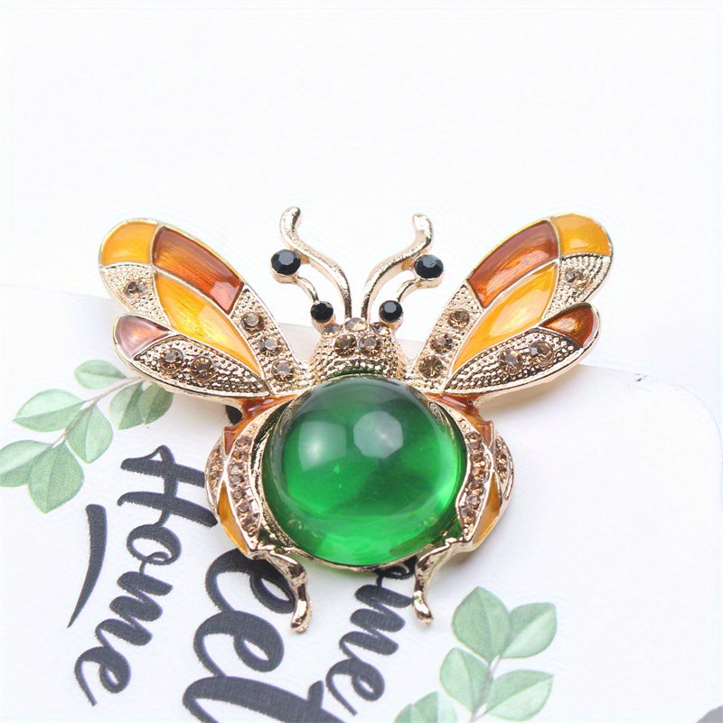 Enamel Bumblebee Brooch Pin with Rhinestones and Jelly Belly Insect Jewelry for Women