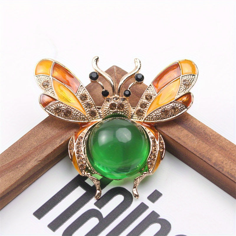 Enamel Bumblebee Brooch Pin with Rhinestones and Jelly Belly Insect Jewelry for Women
