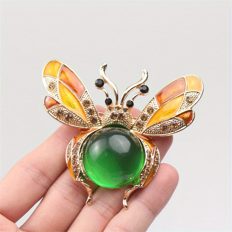 Enamel Bumblebee Brooch Pin with Rhinestones and Jelly Belly Insect Jewelry for Women