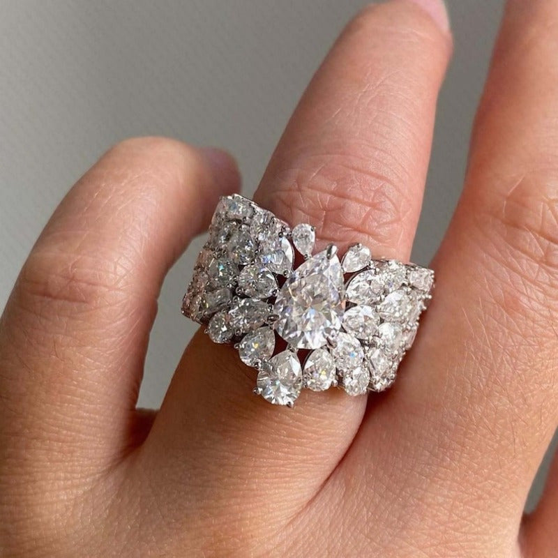 Bohem uslubidagi 925 oltin qoplamali to'y uzuki, retro ilhomlangan po'lat kesilgan kubik zirkoniya bilan, kundalik kiyim va sovg'a uchun mukammal