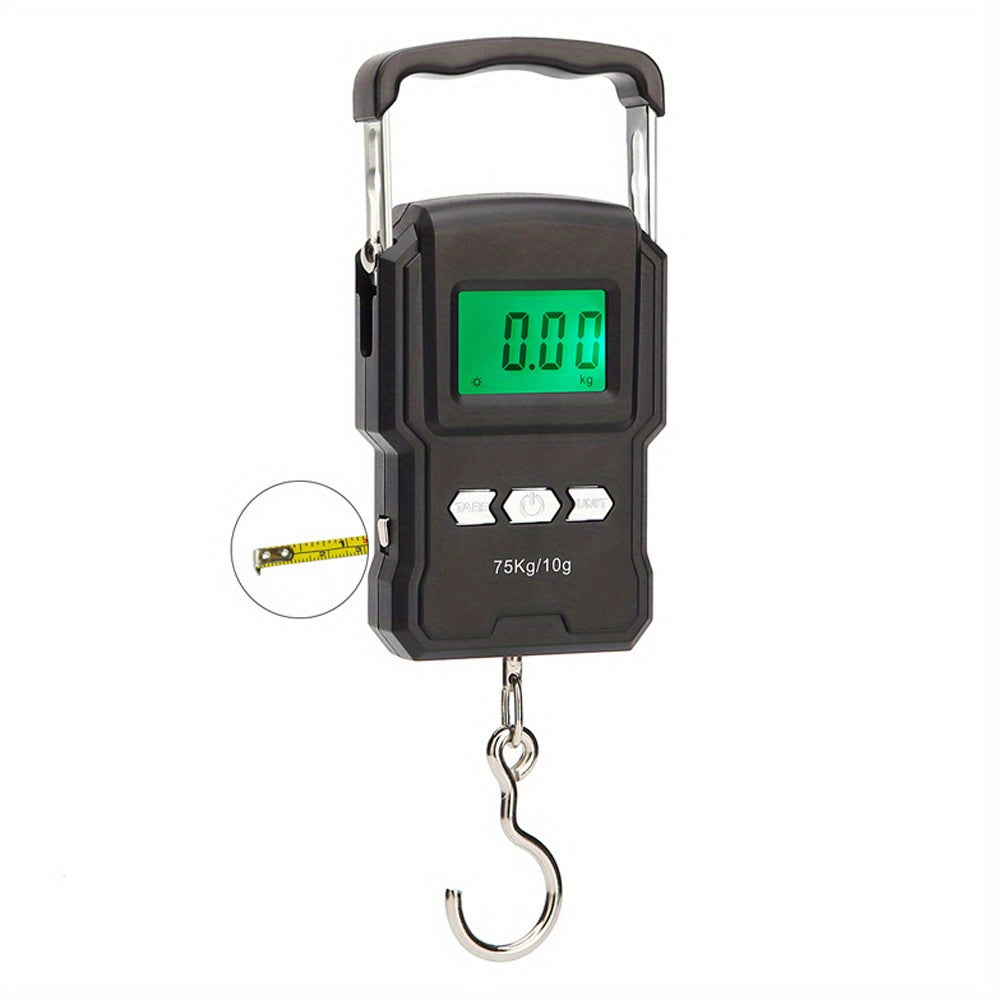 Digital Fish Scale with Ruler 75kg 165lb Luggage Hanging Hook Postal