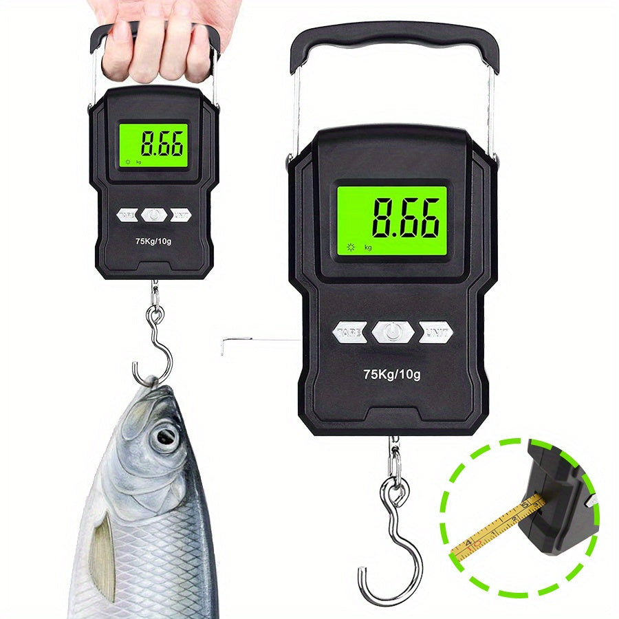 Báscula digital para peces con regla 75kg 165lb gancho para colgar equipaje postal