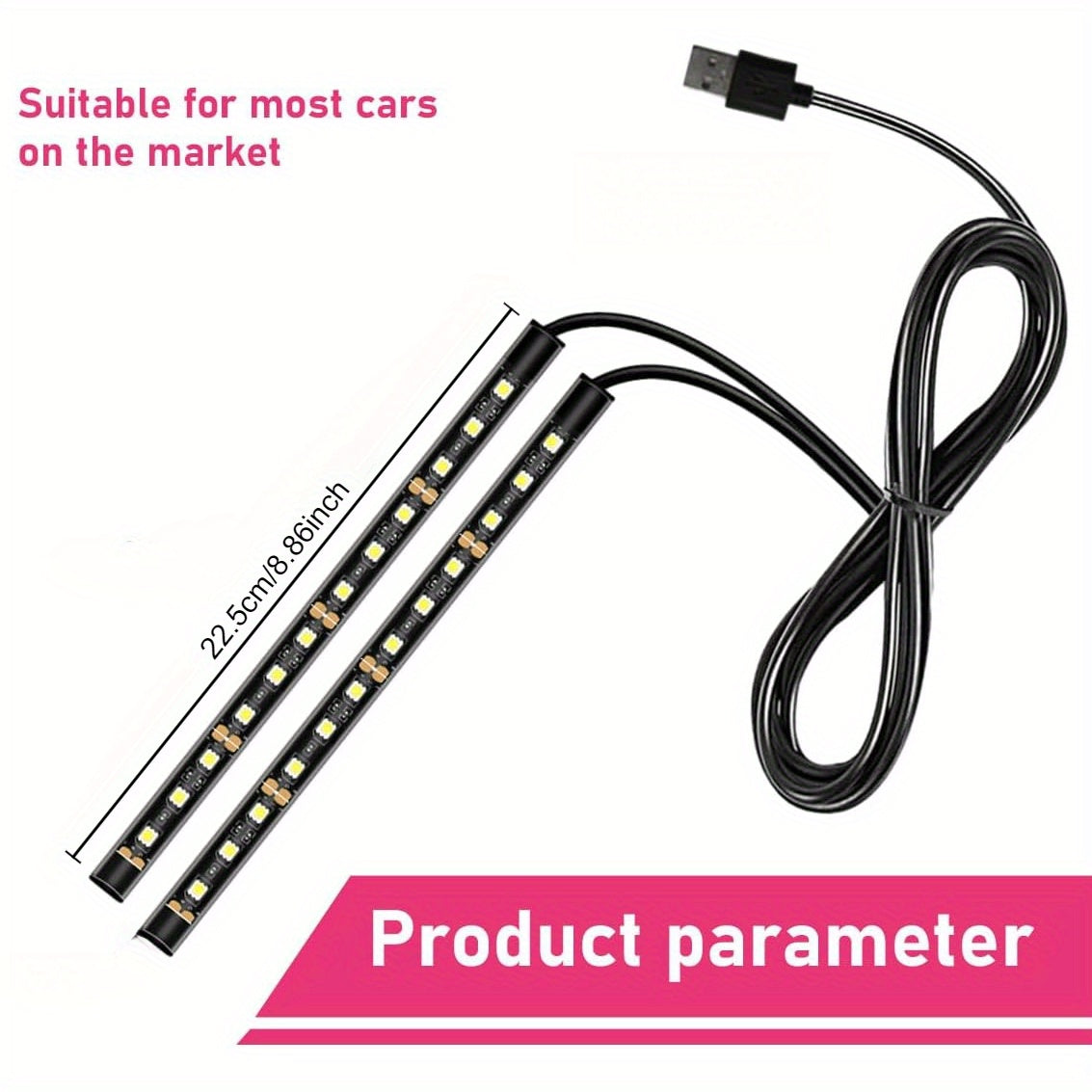 Car Interior RGB LED Light Bar, Pink Neon Ambient Night Under Dashboard