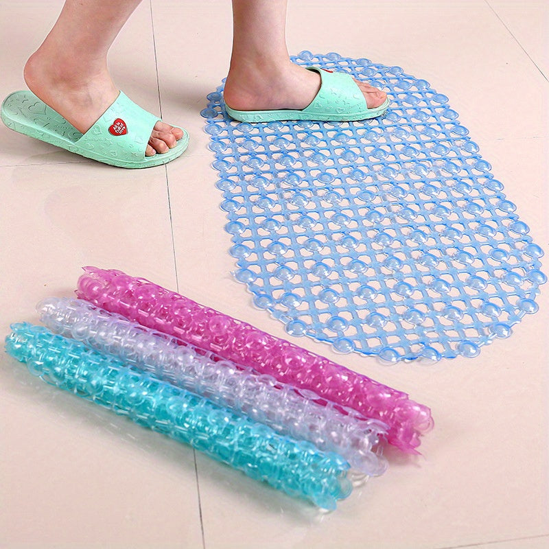 Kids Waterproof Shower Mat with Suction Cups Pink and Blue Non-Slip Bathroom Rug