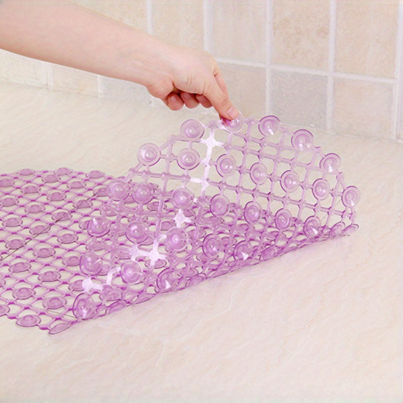 Kids Waterproof Shower Mat with Suction Cups Pink and Blue Non-Slip Bathroom Rug