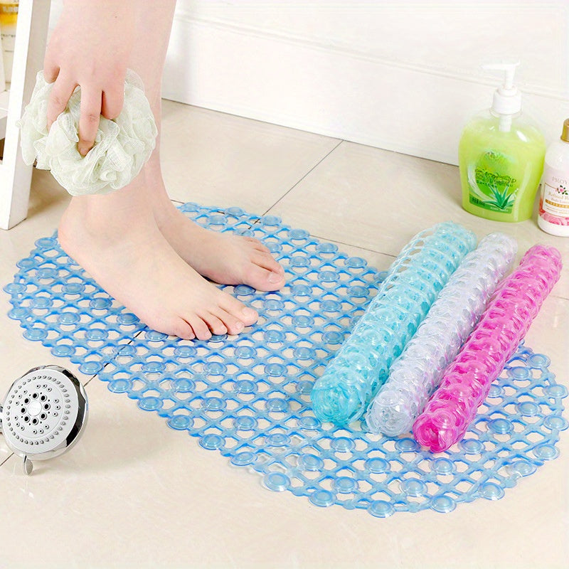 Kids Waterproof Shower Mat with Suction Cups Pink and Blue Non-Slip Bathroom Rug